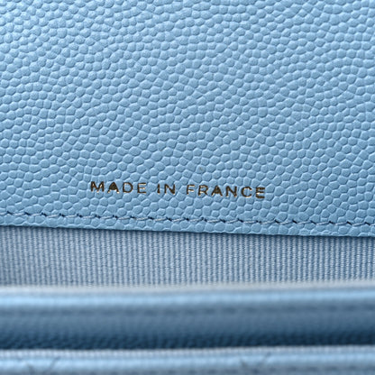 Chanel Caviar Quilted Flap Card Holder Wallet Light Blue 7 of 14