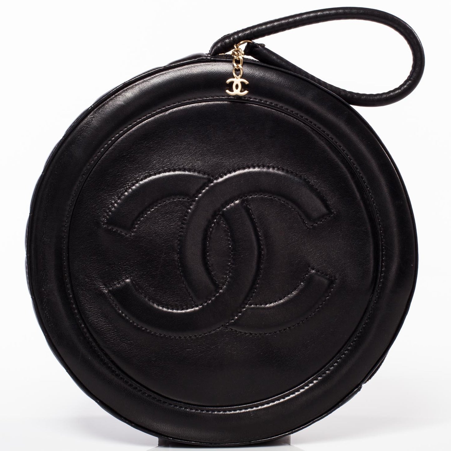 Lambskin Quilted CC Wristlet Black
