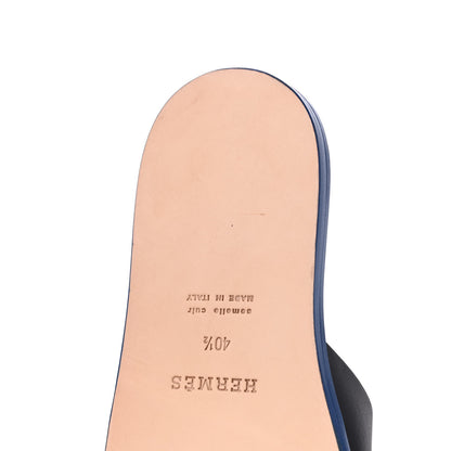 Hermes Calfskin Mens Izmir Sandals 40.5 Black Mediterrane 11 of 12