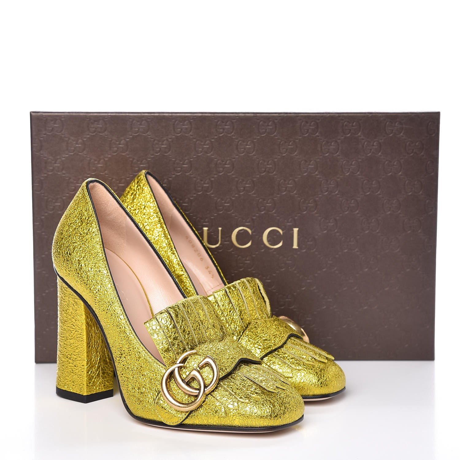 Gucci Galassia GG Marmont Fringe 105mm Loafer Pumps 34.5 Mimosa 8 of 8
