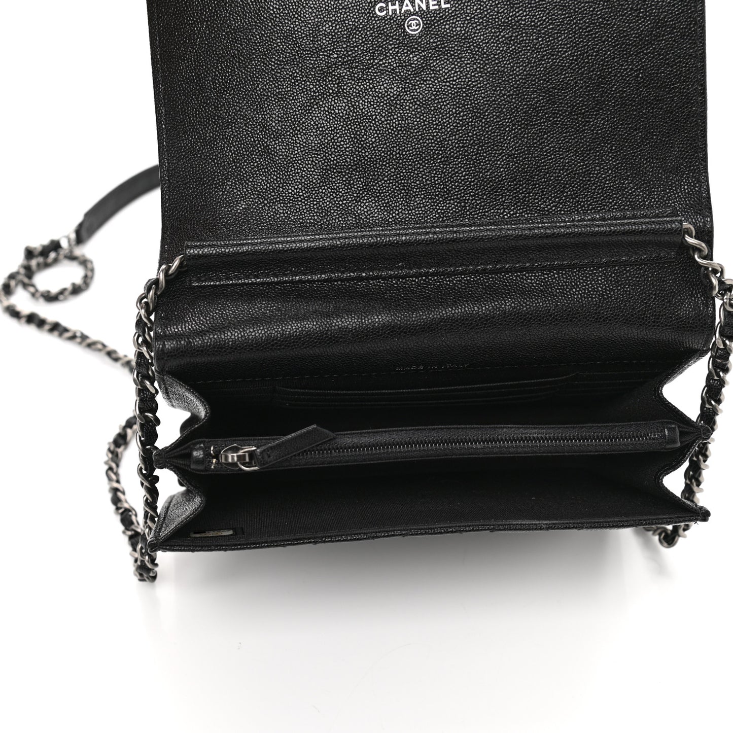 Caviar Quilted Boy Clutch With Chain Black