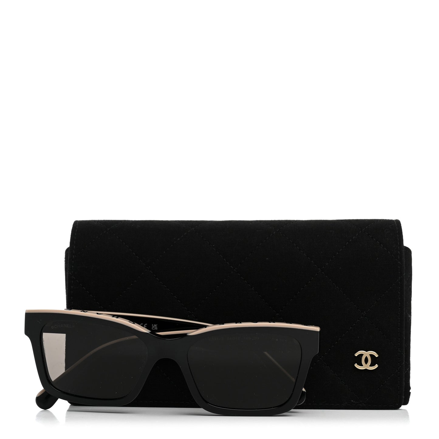 Acetate Logo Square Sunglasses 5417 Black Beige
