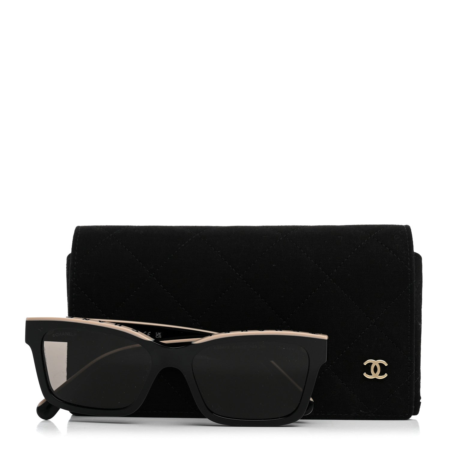 Chanel Acetate Logo Square Sunglasses 5417 Black Beige 8 of 8