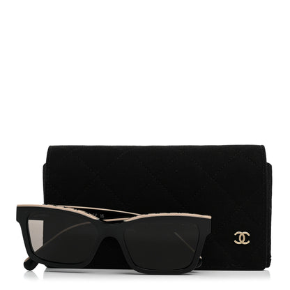 Chanel Acetate Logo Square Sunglasses 5417 Black Beige 8 of 8