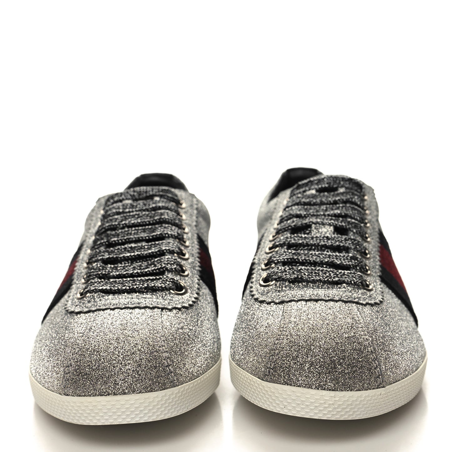 Glitter Fabric Studded Web Womens Sneakers 36.5 Silver
