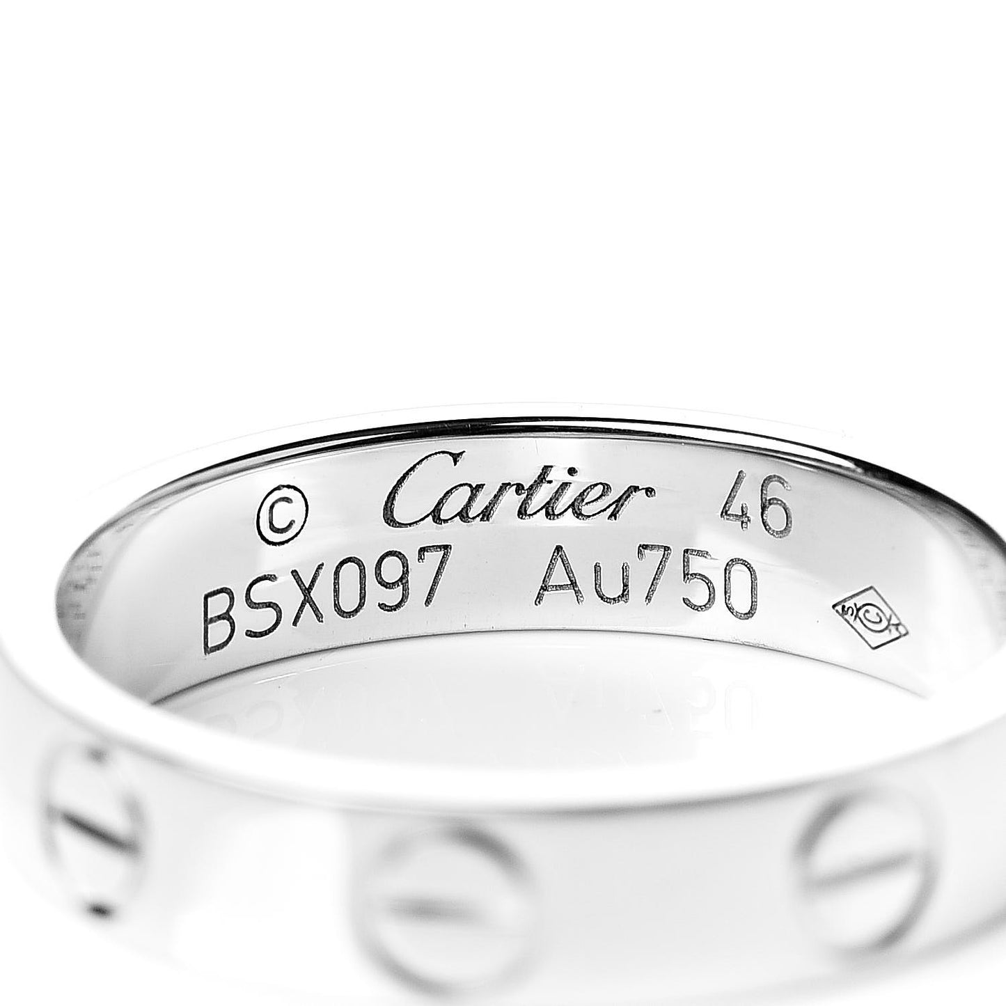 18K White Gold 3.5mm LOVE Wedding Band Ring 46 3.75