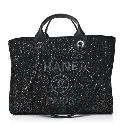 Chanel Calfskin Sequin Small Deauville Tote Black 1 of 10