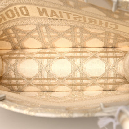 Christian Dior Canvas Embroidered Medium Book Tote Gold Multicolor 5 of 10