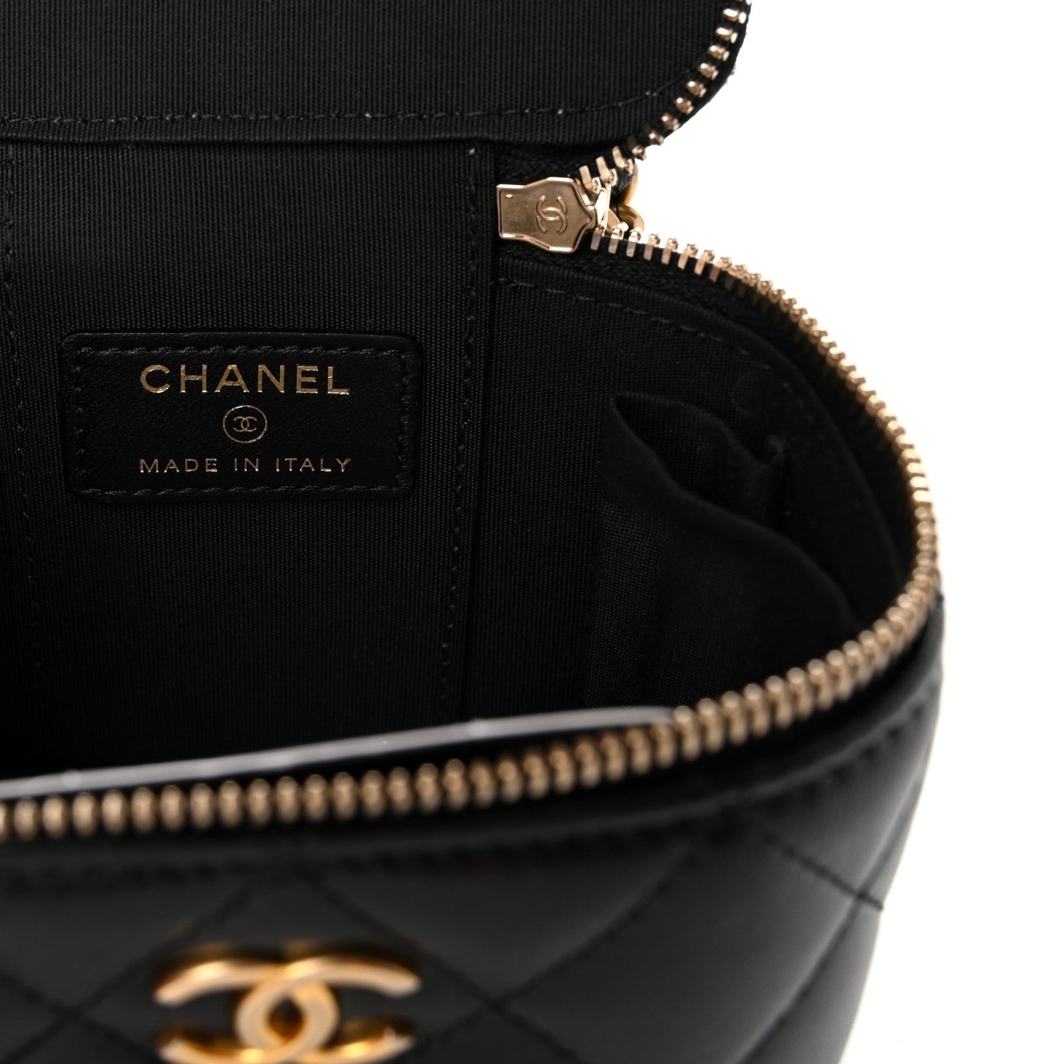 Chanel Lambskin Quilted Top Handle Mini Vanity Case With Chain Black 5 of 9