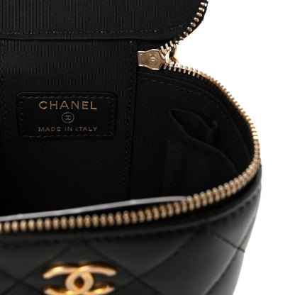 Chanel Lambskin Quilted Top Handle Mini Vanity Case With Chain Black 5 of 9