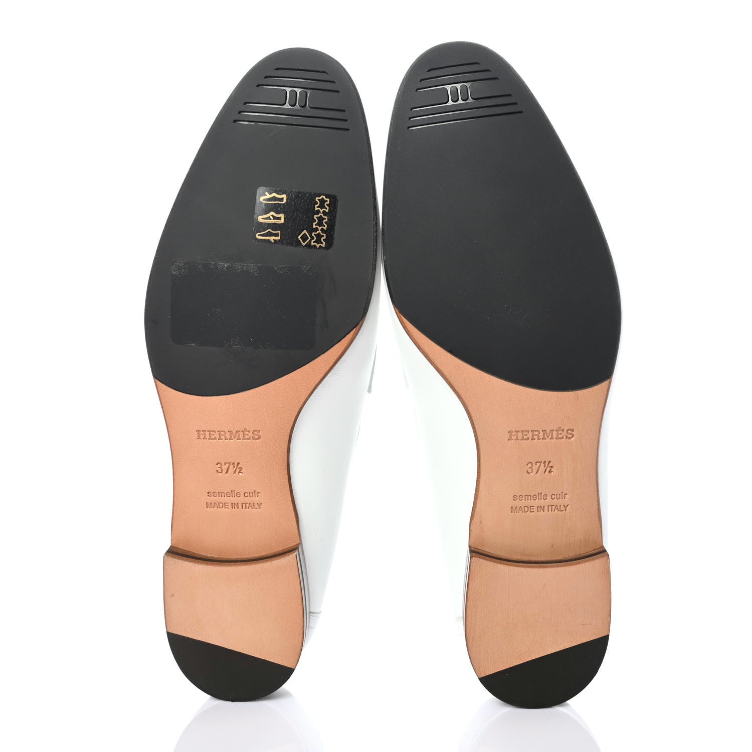 Hermes Calfskin Womens Royal Loafers 37.5 White 4 of 4