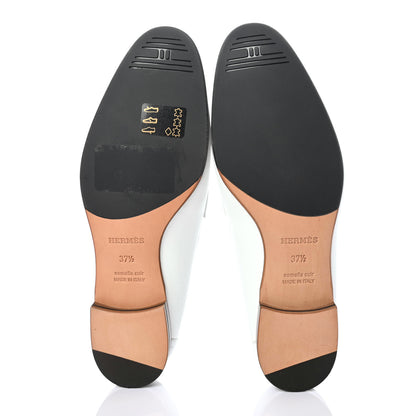 Hermes Calfskin Womens Royal Loafers 37.5 White 4 of 4
