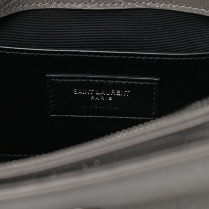 Saint Laurent Calfskin Crocodile Embossed Medium College Monogram Satchel Gray 6 of 9