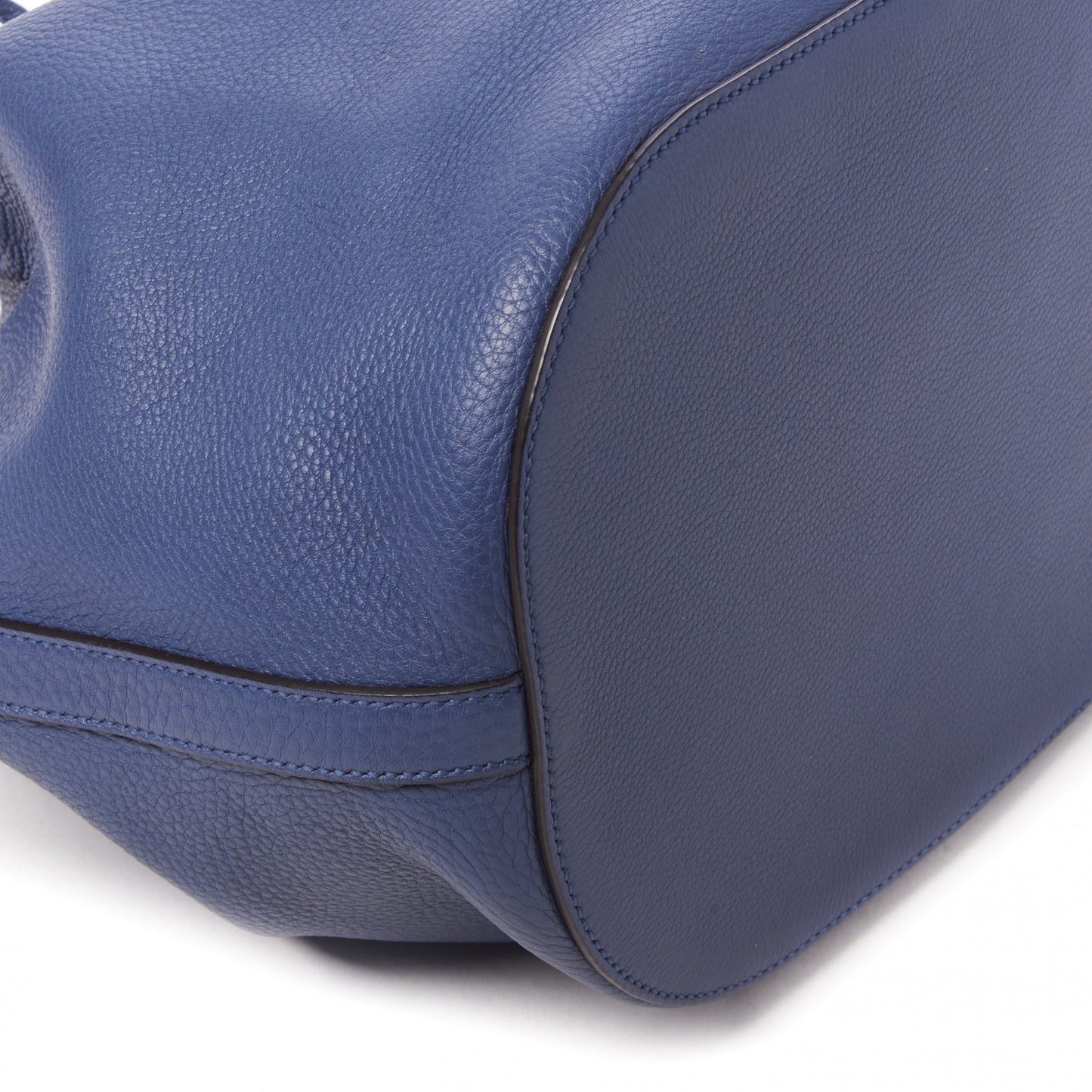 Pebbled Calfskin Miss Bamboo Bucket Bag Blue
