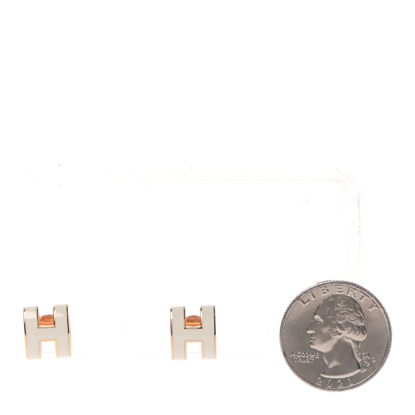 Rose Gold Lacquered Pop H Earrings Ecru