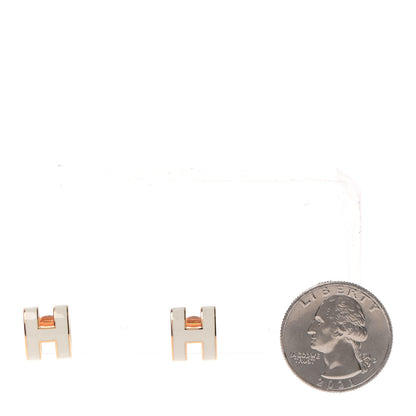 Hermes Rose Gold Lacquered Pop H Earrings Ecru 2 of 6