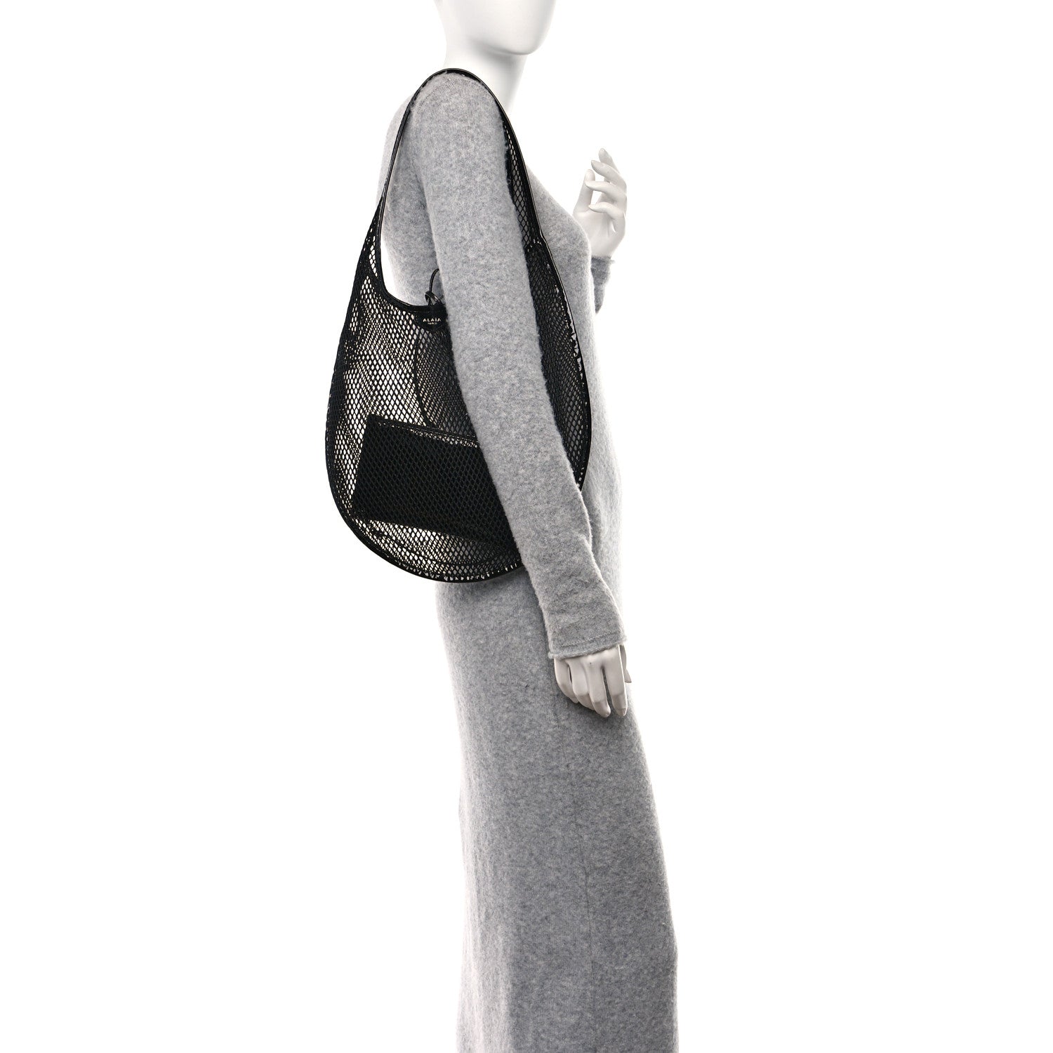 Alaia Fishnet Patent Calfskin Medium One Piece Bag Black 2 of 10