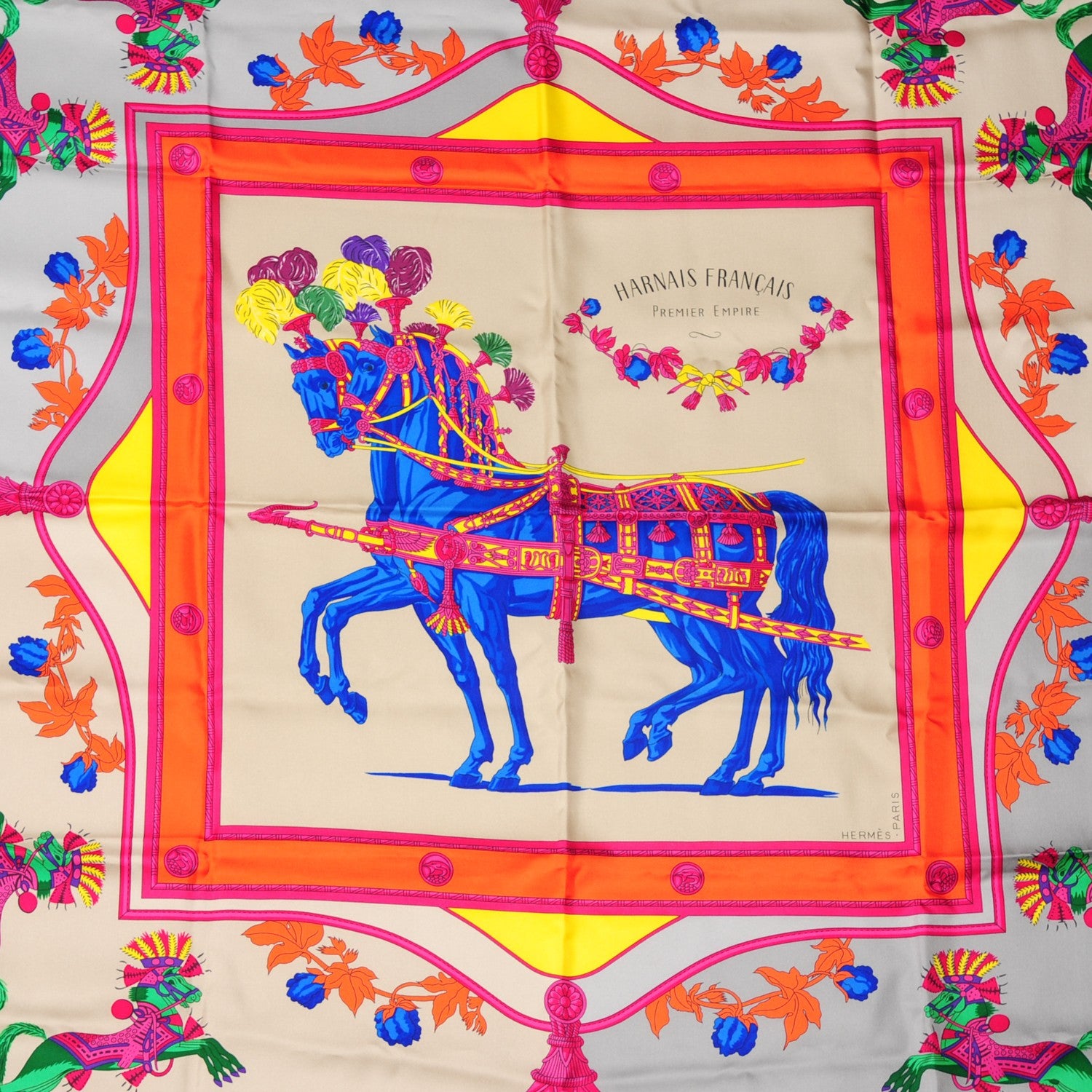 Hermes Silk Harnais Francais Premier Empire Scarf 90 1 of 6