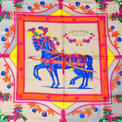 Hermes Silk Harnais Francais Premier Empire Scarf 90 1 of 6