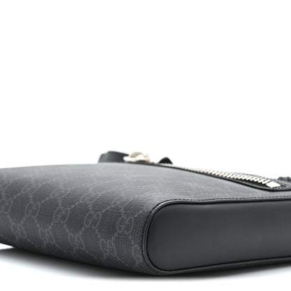 Gucci GG Supreme Monogram Web Small Flat Messenger Bag Black Grey 10 of 10