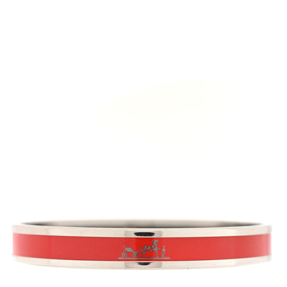 Hermes Enamel Printed Narrow Caleche Bracelet 65 Rouge H 1 of 4