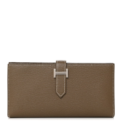 Hermes Chevre Mysore Bearn Gusset Wallet Etoupe 1 of 8