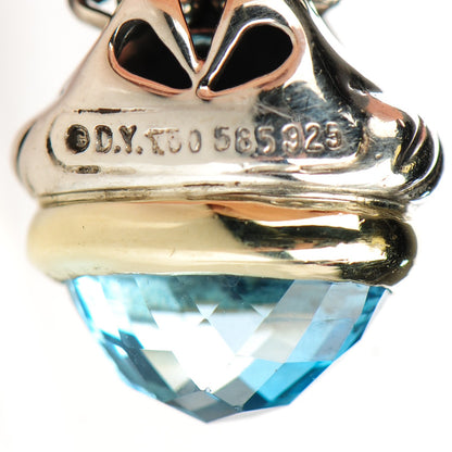 David Yurman Sterling Silver 14K Yellow Gold Blue Topaz 10mm Acorn Pendant Necklace 6 of 6