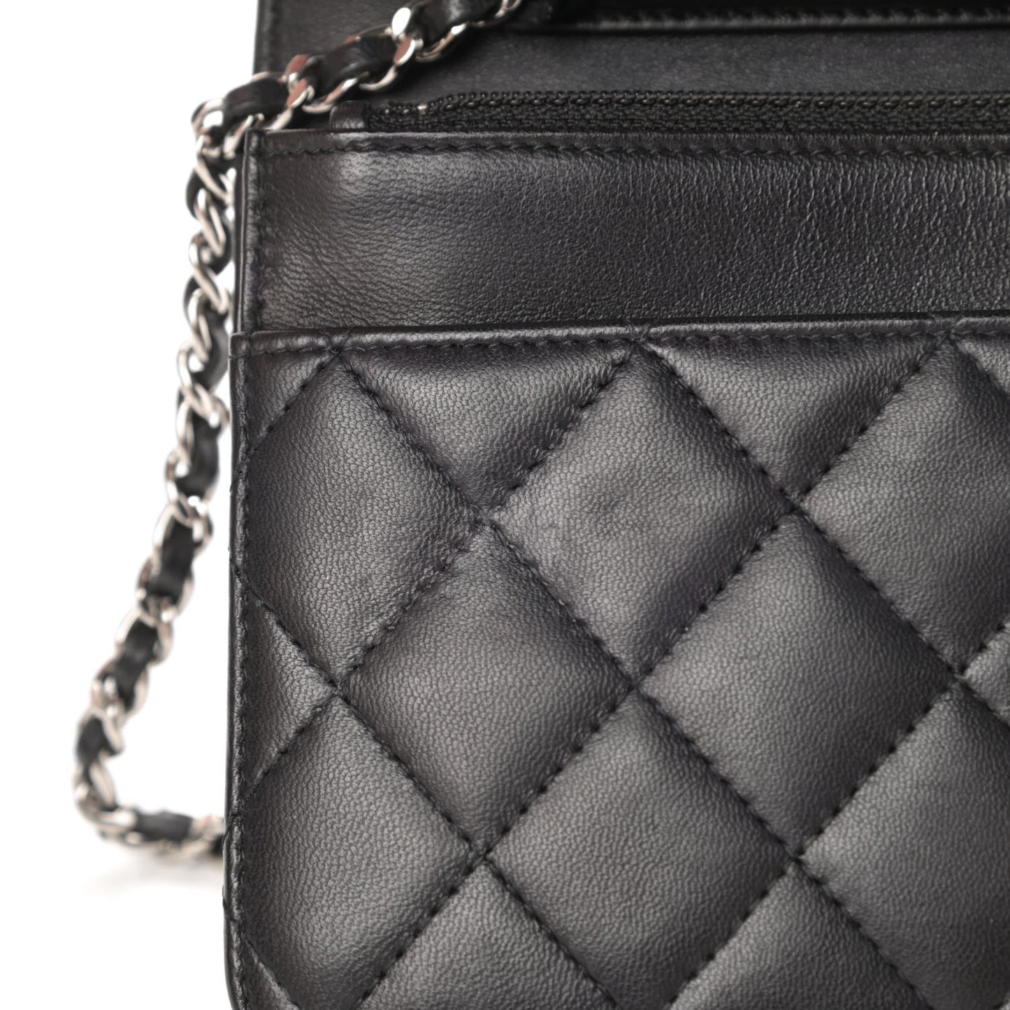 Lambskin Quilted Wallet On Chain WOC Black