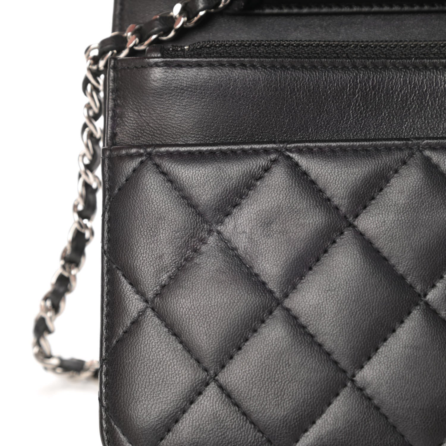 Chanel Lambskin Quilted Wallet On Chain WOC Black 12 of 14