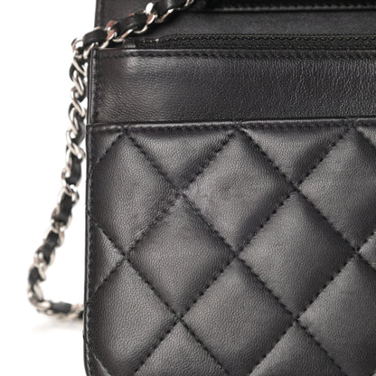 Chanel Lambskin Quilted Wallet On Chain WOC Black 12 of 14