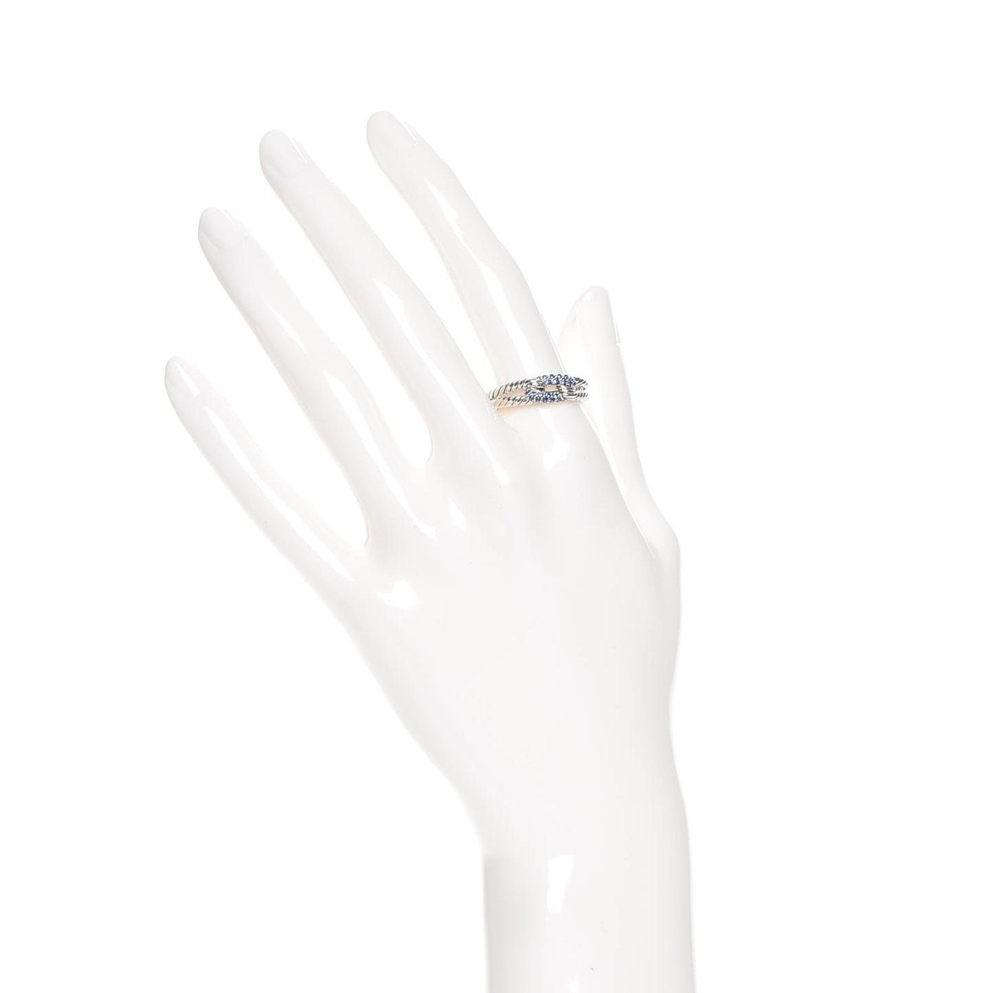 Sterling Silver Blue Sapphire Petite Pave Loop Ring 58 8.5