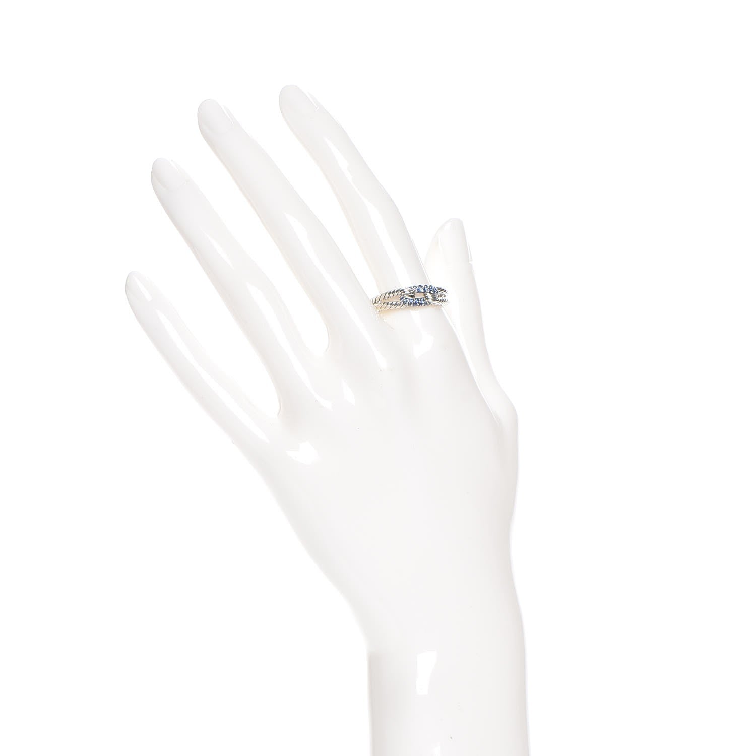 David Yurman Sterling Silver Blue Sapphire Petite Pave Loop Ring 58 8.5 2 of 5