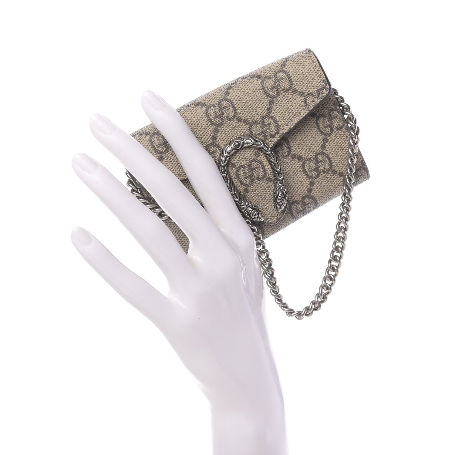 Gucci GG Supreme Monogram Dionysus Coin Purse Taupe 2 of 9