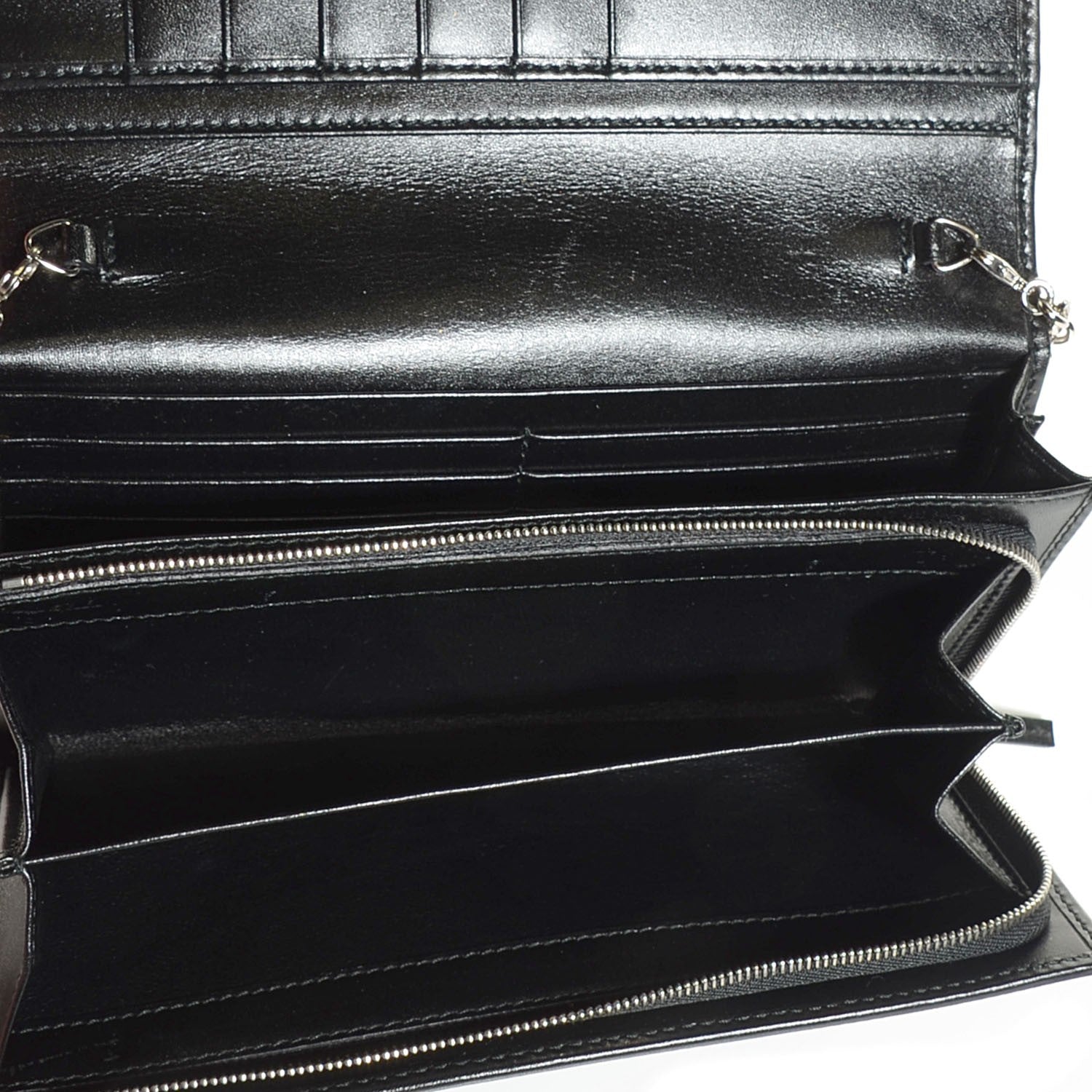 Gucci Imprime Monogram GG Pierce Chain Clutch Wallet Black 6 of 8