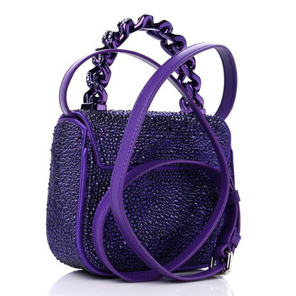 Versace Satin Crystal Studded Mini La Medusa Bag Purple 2 of 11