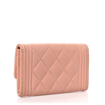 Chanel Caviar Quilted Boy Flap Card Holder Wallet Light Pink 3 of 9