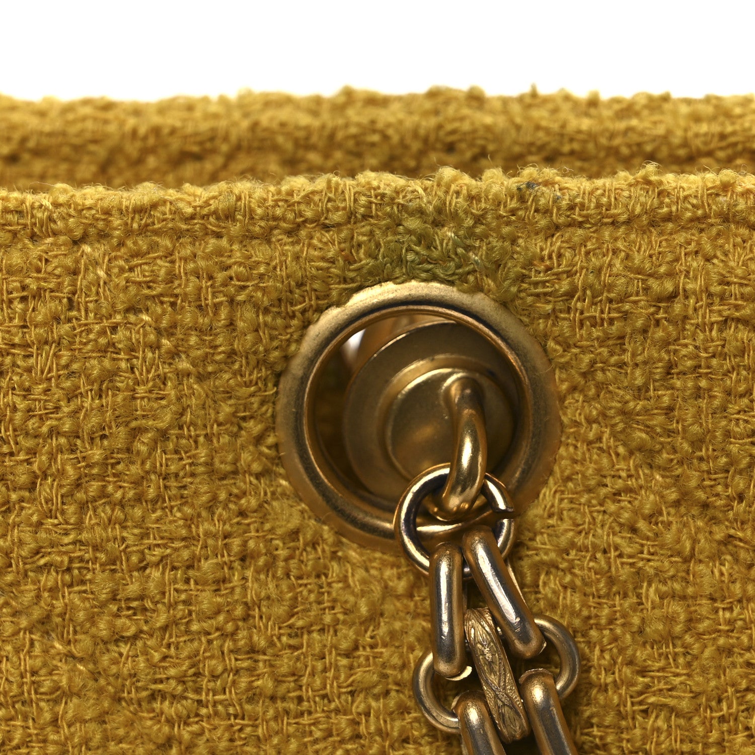 Chanel Tweed Chevron Bijoux Chain Shoulder Bag Yellow 11 of 11