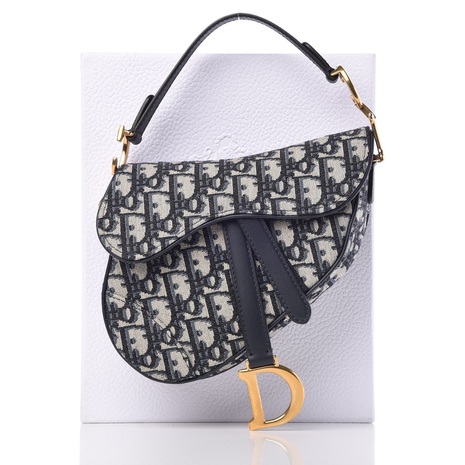 Christian Dior Oblique Mini Saddle Bag Blue 8 of 8