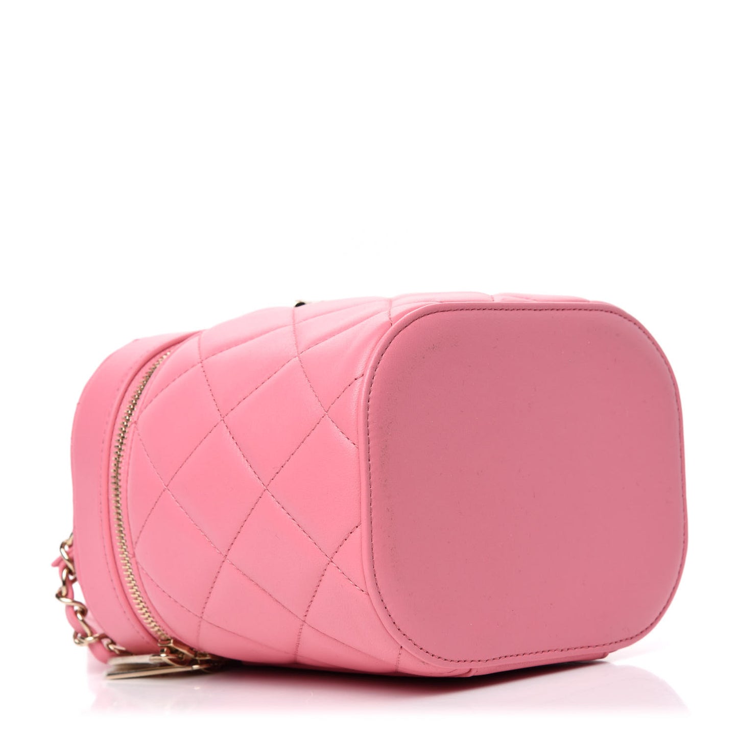 Lambskin Quilted Trendy Vanity Case Pink
