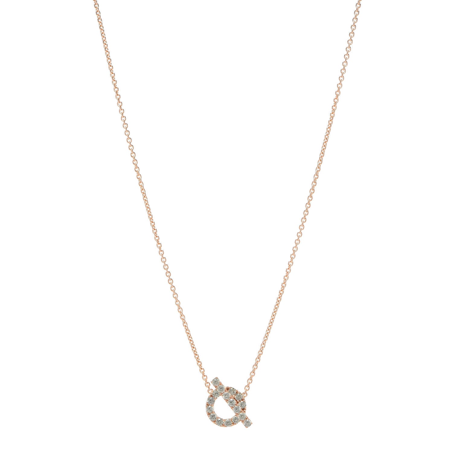 Hermes 18K Rose Gold Green Sapphire Finesse Pendant Necklace 1 of 5