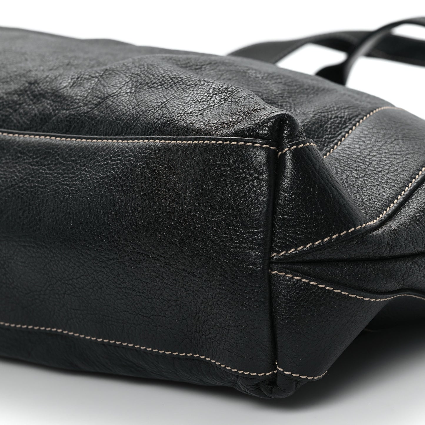 Leather Large Tote Unisex Black