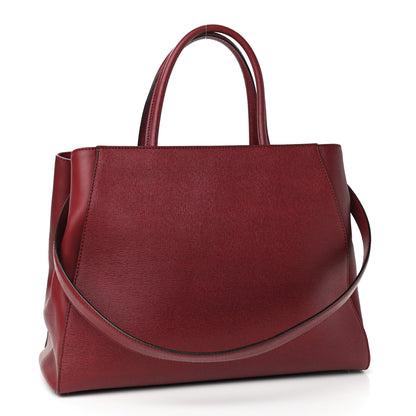 Fendi Vitello Elite Regular 2Jours Tote Rosso Scuro Ciliegia 3 of 12