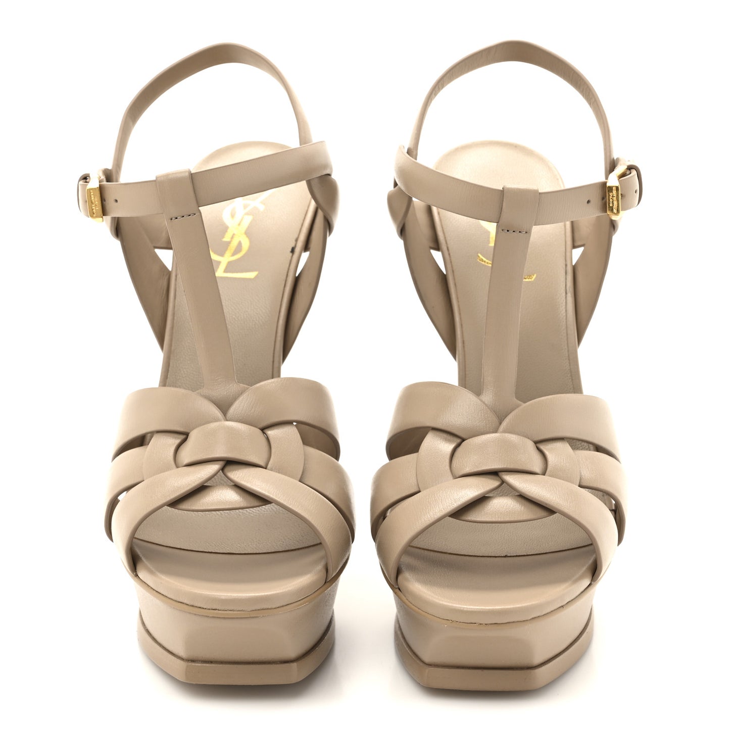 Calfskin Tribute 105 Platform Sandals 37.5 Dark Beige