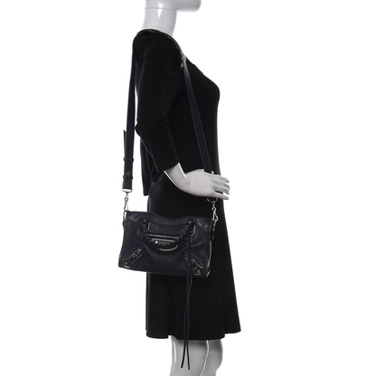 Balenciaga Chevre Silver Metallic Edge Hardware Mini City Bleu Nuit Dark Sea 2 of 13