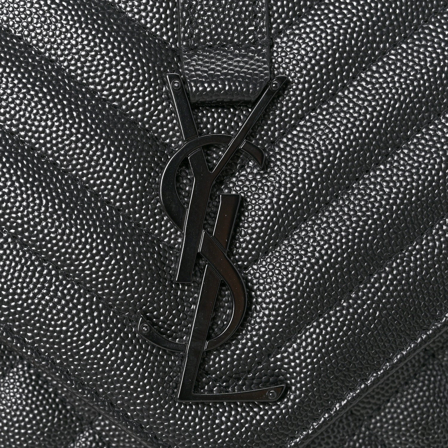 Saint Laurent Grain De Poudre Textured Mixed Matelasse Triquilt Medium Monogram Monochrome Satchel Black 11 of 11