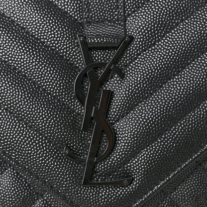 Saint Laurent Grain De Poudre Textured Mixed Matelasse Triquilt Medium Monogram Monochrome Satchel Black 11 of 11