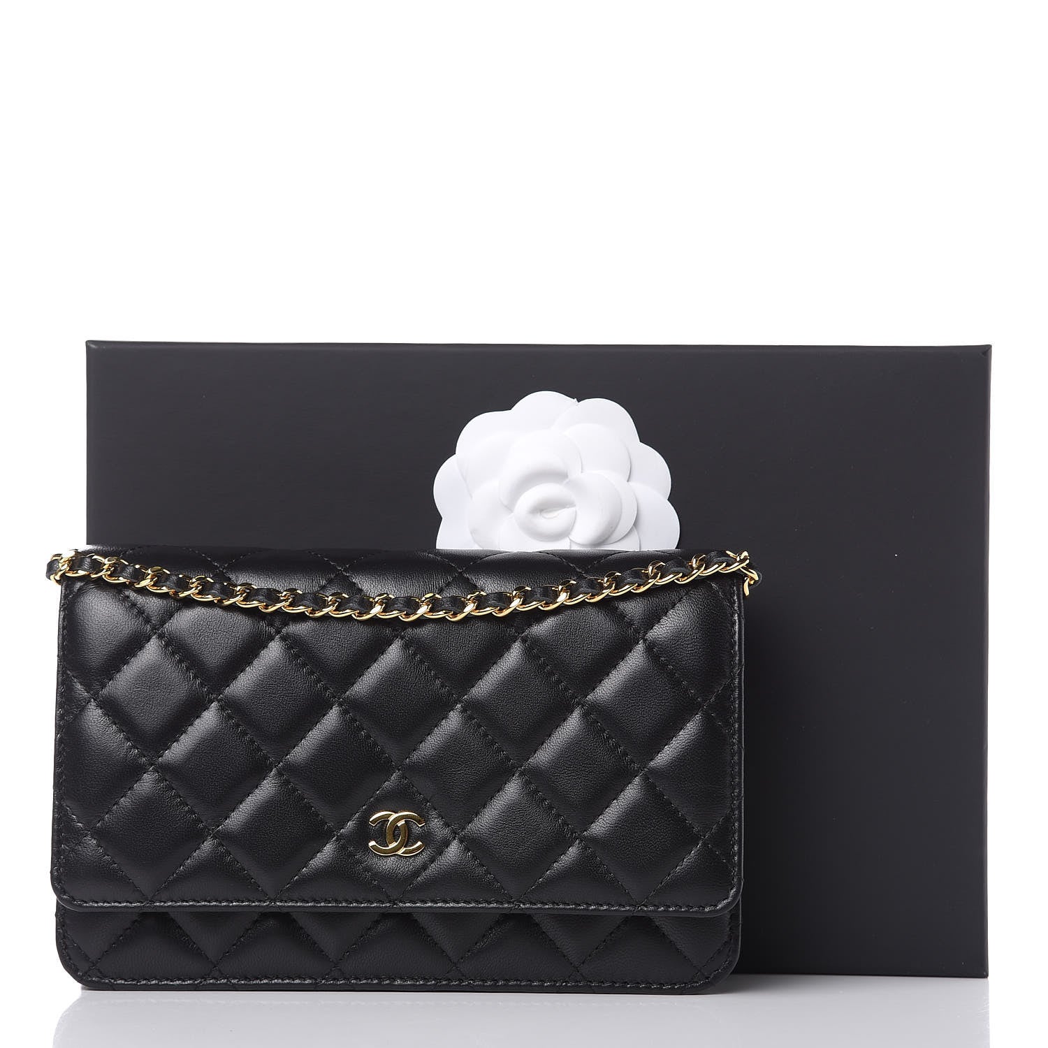 Chanel Lambskin Quilted Wallet On Chain WOC Black 11 of 11