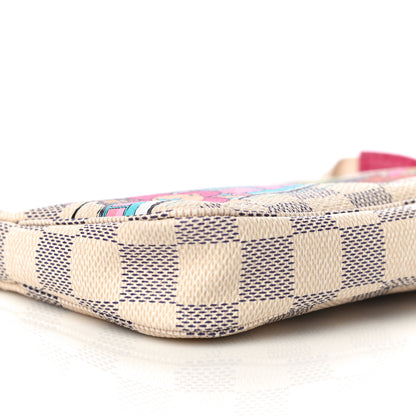 Louis Vuitton Damier Azur 2021 Christmas Animation Hollywood Mini Pochette Accessories Fuchsia 8 of 10