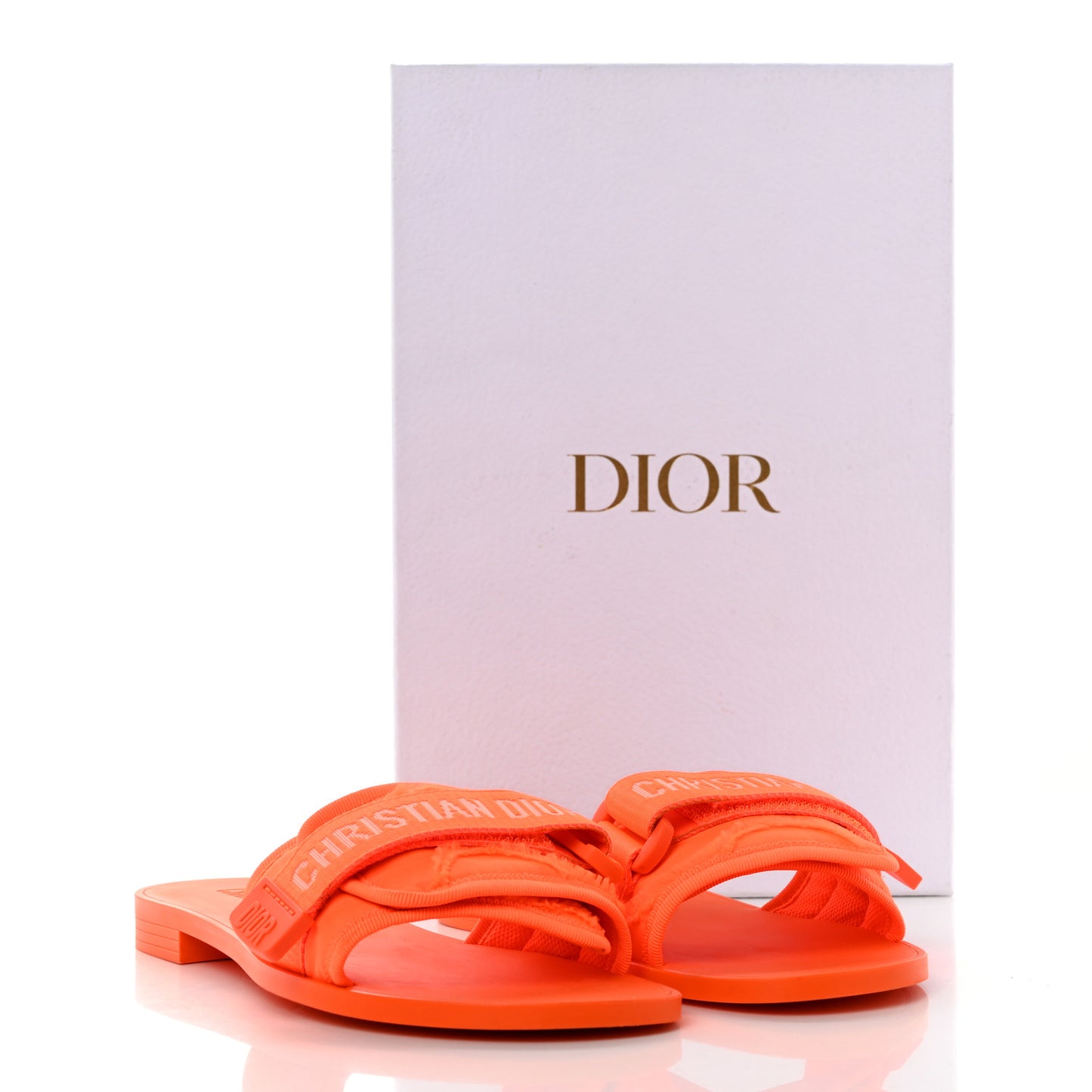 Technical Stretch Fabric Camouflage Dio(r)evolution Slide Sandals 38 Orange Fluo