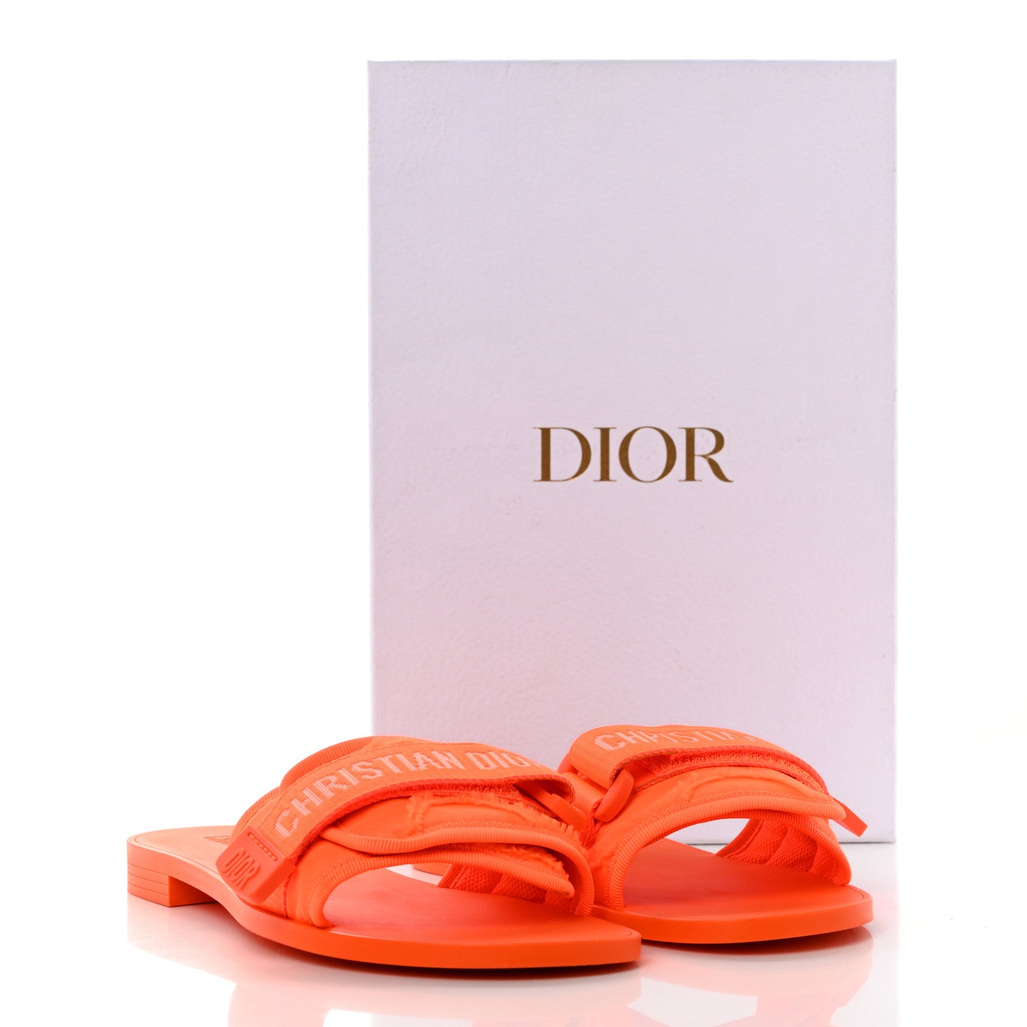 Christian Dior Technical Stretch Fabric Camouflage Dio(r)evolution Slide Sandals 38 Orange Fluo 10 of 10